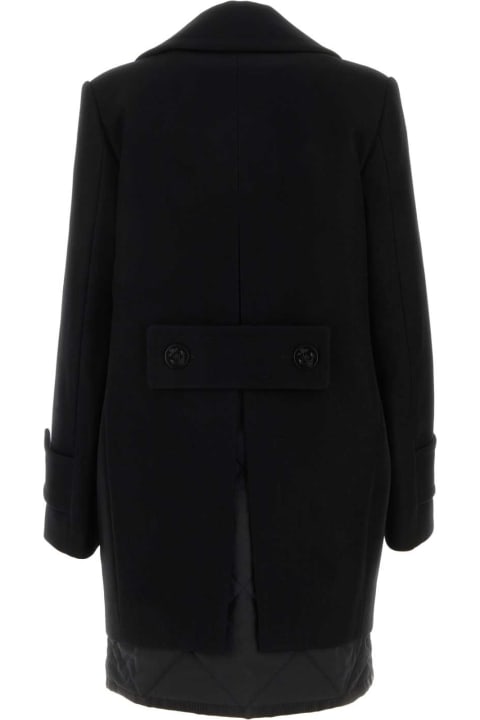 Sacai Coats & Jackets for Women Sacai Black Wool Melton Mix Coat