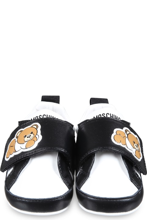 Shoes for Baby Girls Moschino Black Sneakers For Babykids With Teddy Bear