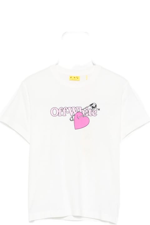 أدوات منزلية Off-White Off White Kids White Crew-neck, Short-sleeved T-shirt