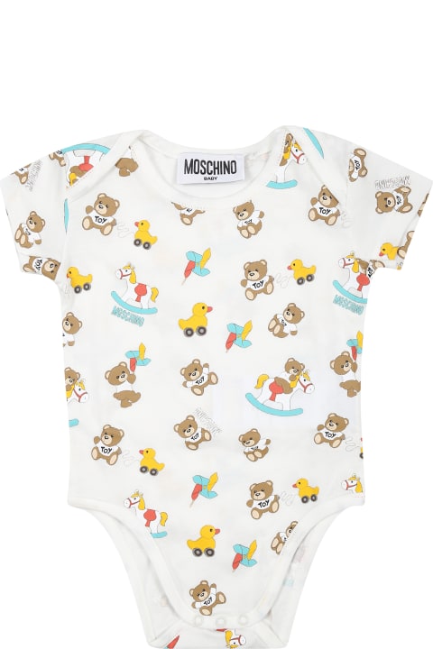 Moschino for Kids Moschino White Set For Babies With Teddy Bear