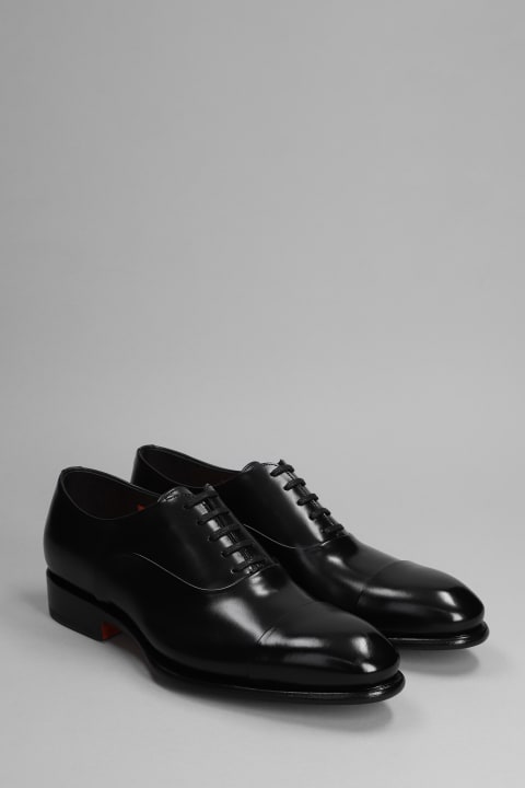 Santoni Laced Shoes for Men Santoni Black Oxford Shoe