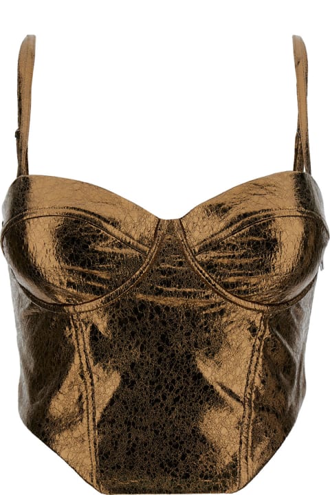 Rotate by Birger Christensen for Women Rotate by Birger Christensen Gold Corset Top With Adjustable Straps In Stretch Fabric Woman
