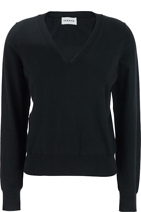 Parosh Sweaters for Women Parosh Black V-neck Sweater In Wool And Cashmere Blend Woman