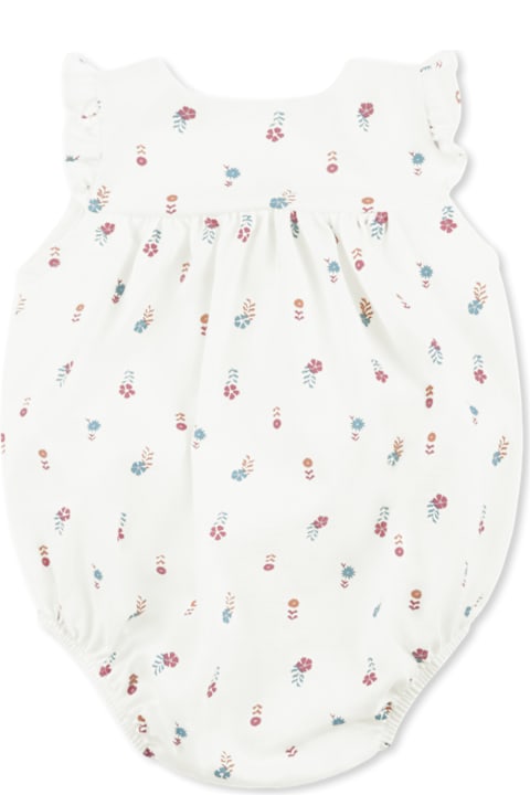 Petit Bateau Bodysuits & Sets for Baby Girls Petit Bateau Ivory Romper For Baby Girl With Floral Print