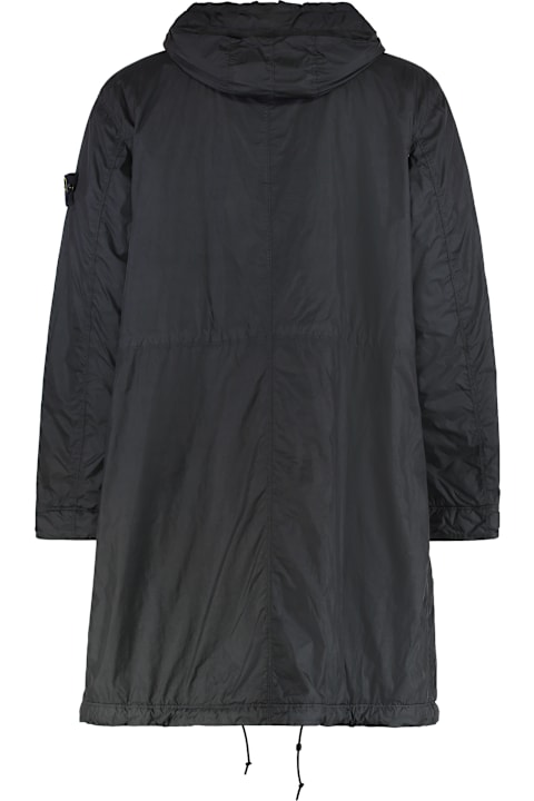 Homeware Stone Island Long Parka With Hood In Nylon