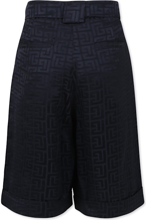 Balmain Bottoms for Boys Balmain Blue Shorts For Boy With Maze