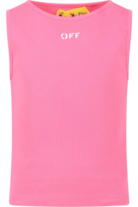 Off-White T-Shirts & Polo Shirts for Girls Off-White Fuchsia Dress For Girl With Logo