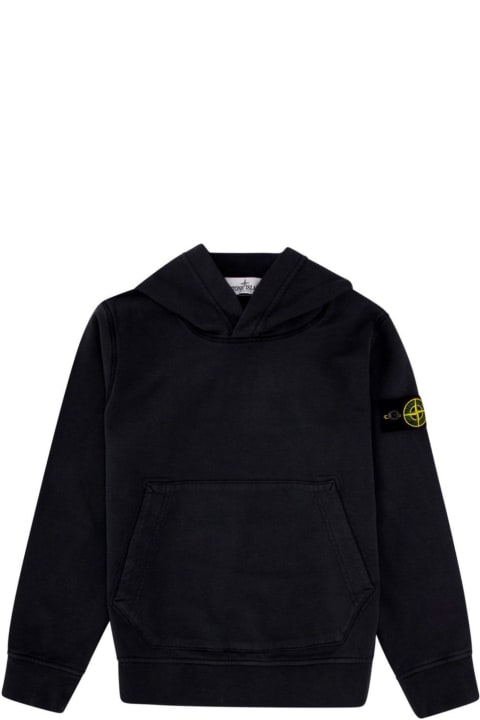 Stone Island Junior for Kids Stone Island Junior Compass-patch Long-sleeved Hoodie