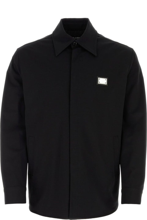 Dolce & Gabbana Coats & Jackets for Men Dolce & Gabbana Logo-plaque Concealed Fastened Overshirt
