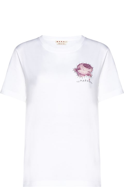 Marni for Women Marni White T-shirt With Flower Application