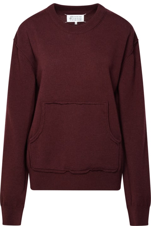 Fleeces & Tracksuits for Women Maison Margiela Burgundy Cashmere Blend Sweater