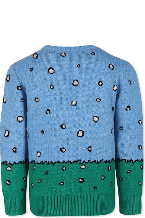 Homeware MC2 Saint Barth Light Blue Sweater For Girls With Snoopy