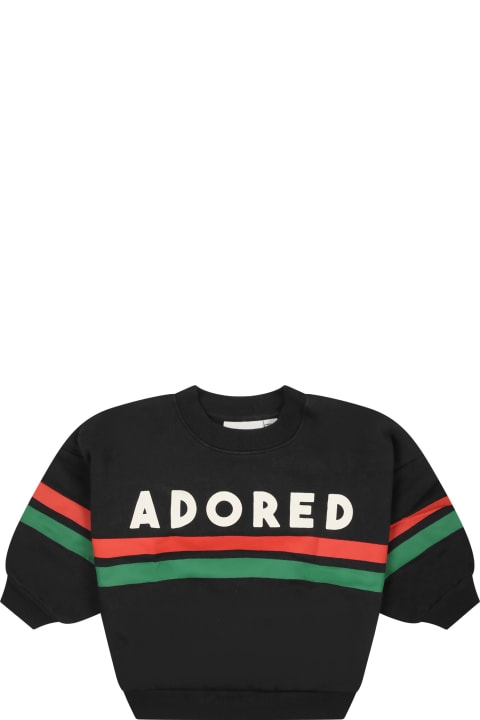 ベビーガールズ Mini Rodiniのニットウェア＆スウェットシャツ Mini Rodini Black Sweatshirt For Baby Kids With Writing