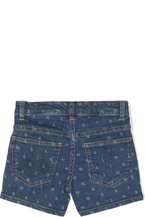 ガールズのセール Balmain Denim Shorts With All-over Logo