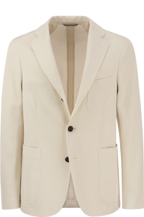 Single-breasted Blazer In Cotton Blend