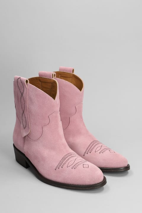 Texan Ankle Boots In Rose-pink Suede