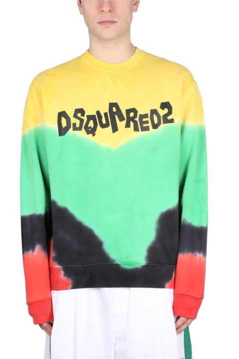 Dsquared2 for Men Dsquared2 Tie-dye Crew-neck Sweatshirt With Logo Print