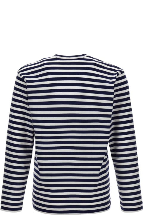 Fashion for Women Comme des Garçons Play Logo Patch Stripes T-shirt