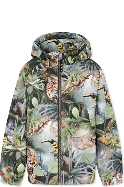 ボーイズ Moloのコート＆ジャケット Molo Multicolor Windbreaker Jacket For Boy With Jungle Print