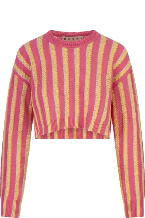 Marni Sweaters for Women Marni Pink, Yellow And White Striped Knitted Crop Pullover