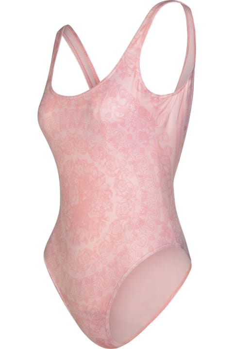 Versace for Women Versace 'barocco' One-piece Swimsuit In Pink Polyester Blend