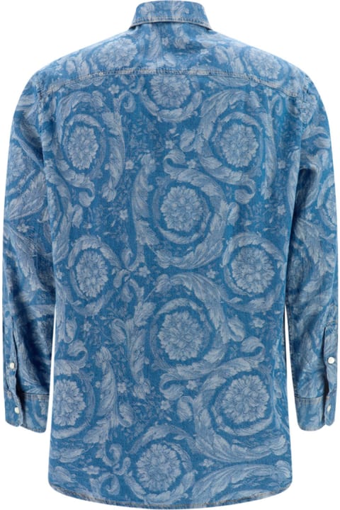 Versace for Men Versace Light Blue Cotton Denim Shirt