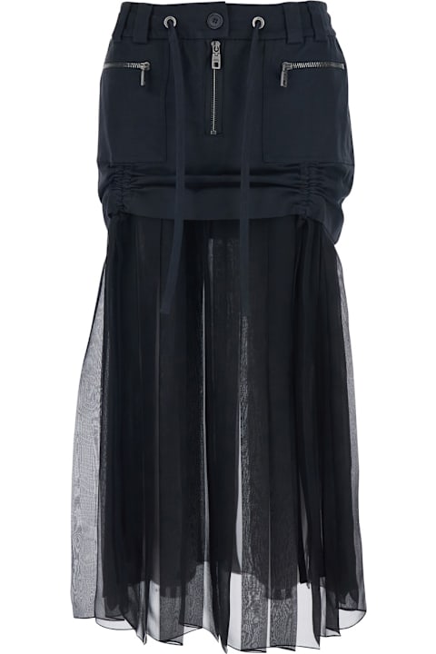 Dolce 
Gabbana Black Skirt With Pleated Design And Drawstring Waist In Silk Blend Stretch Woman