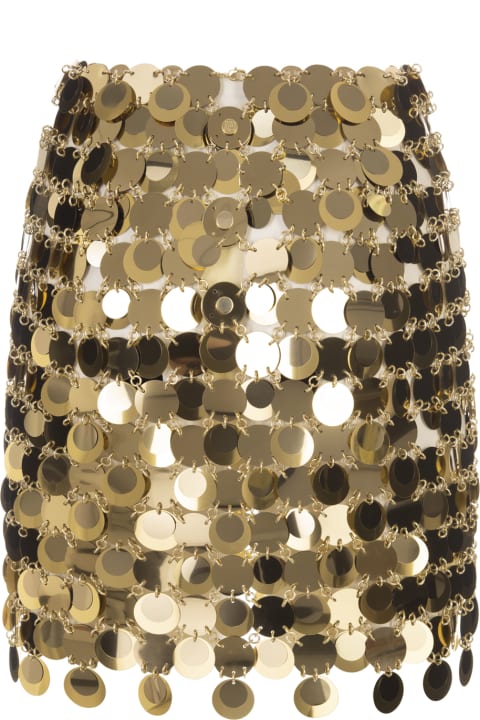 ウィメンズ新着アイテム Paco Rabanne Mini Skirt With Golden Mirror Effect Discs