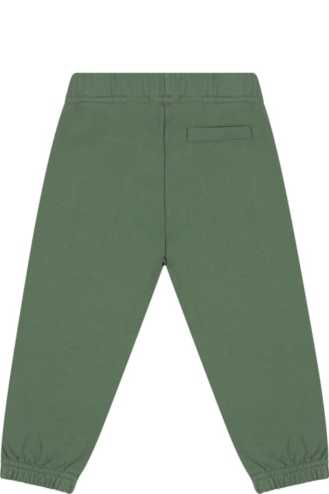 Bottoms for Baby Girls Palm Angels Green Trousers For Babykids With Logo