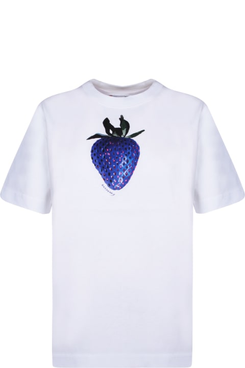 Burberry for Women Burberry White Cotton T-shirt With Strawberry Print By Burberry