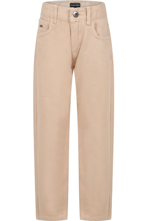 Emporio Armani for Kids Emporio Armani Beige Trousers For Boy With Eaglet