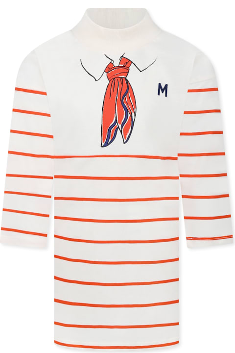 Homeware Mini Rodini Ivory Dress For Girl With Scarf Print