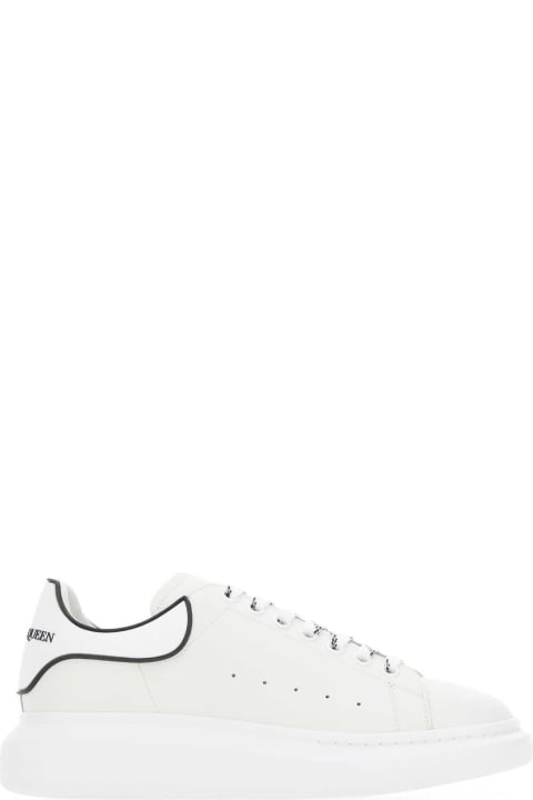 Alexander McQueen for Women Alexander McQueen Chalk Leather Sneakers With White Rubber Heel