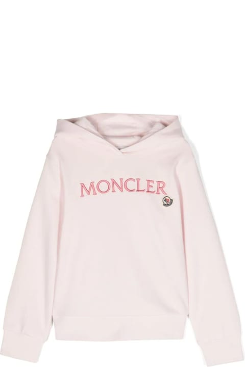 Sweaters & Sweatshirts for Girls Moncler Pink Hoodie With Embroidered Lettering Logo
