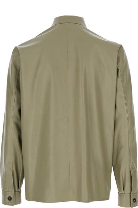 Homeware ARMA 
lush
 Green Shirt With Classic Collar And Contrasting Buttons In Leather Man
