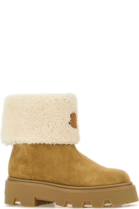 Moncler Camel Suede Aurea Ankle Boots