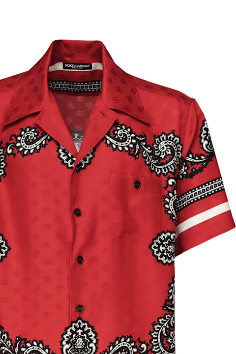 Shirts for Men Dolce & Gabbana Red Silk Shirt