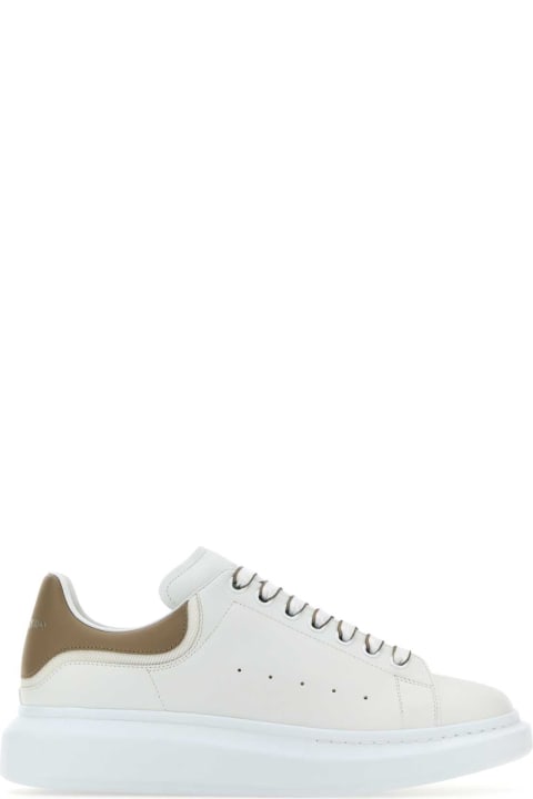 Alexander McQueen Shoes for Men Alexander McQueen White Leather Sneakers With Dove Grey Leather Heel