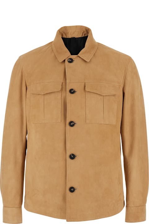 Tagliatore Coats & Jackets for Men Tagliatore Beige Jacket With Classic Collar In Suede Man
