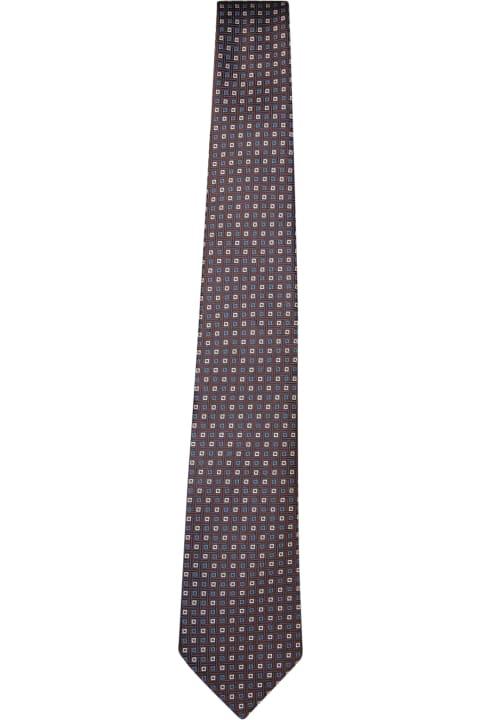 Canali for Men Canali 8 Cm Geometric Multi Beige/blue/brown Tie