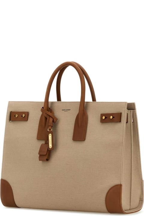 Betting On Bags for Men Saint Laurent Two-tone Canvas And Leather Large Sac De Jour Handbag