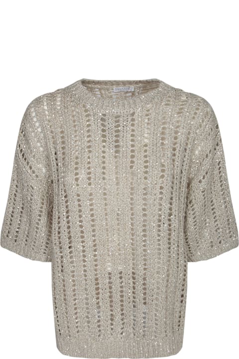 Brunello Cucinelli Sweaters for Women Brunello Cucinelli Beige Crochet Sweater