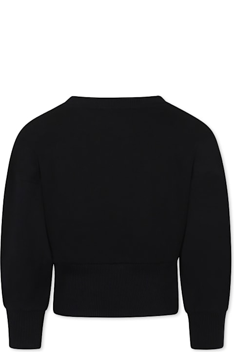 Balmain for Girls Balmain Black Crop Sweatshirt For Girl With Logo