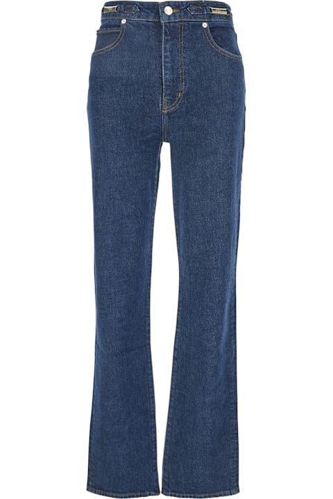 Frame for Kids Frame 'the Ritz Ruler' Blue Flared Jeans With Logo Plaque On The Waist And Logo Embroidery On The Rear In Denim Woman