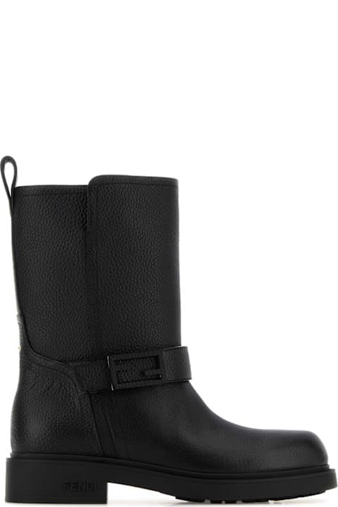 Fendi Black Leather Fendi Filo Boots