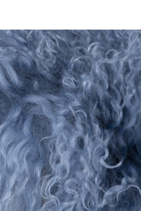 Parosh Scarves & Wraps for Women Parosh Light Blue Shearling Collar