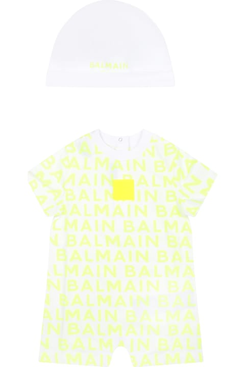 Bodysuits & Sets for Baby Girls Balmain Yellow Set For Babykids With Logo