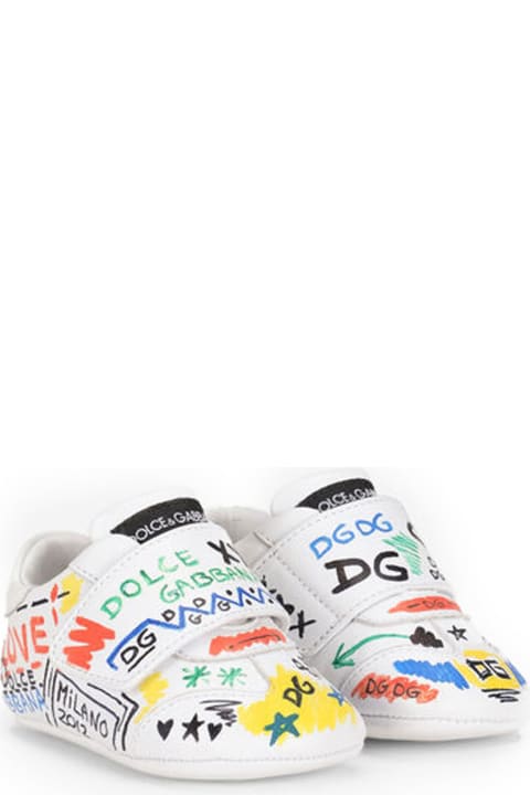 Dolce & Gabbana for Baby Girls Dolce & Gabbana Strap Sneakers With Written Print