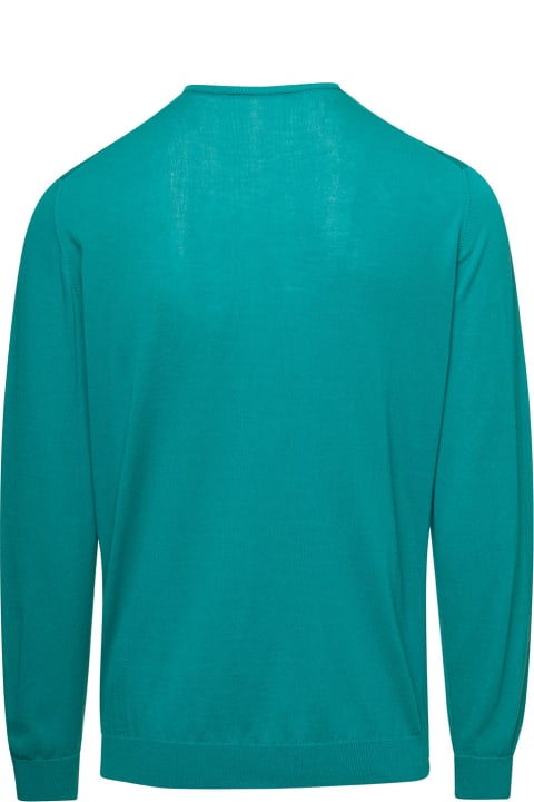 Green Crewneck Long-sleeve Jumper In Cotton Man