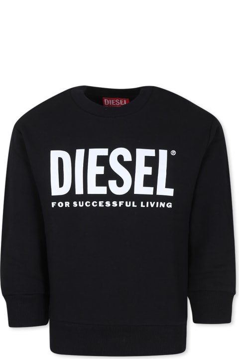 Diesel for Kids Diesel Black Sweatshirt For Boy With Logo